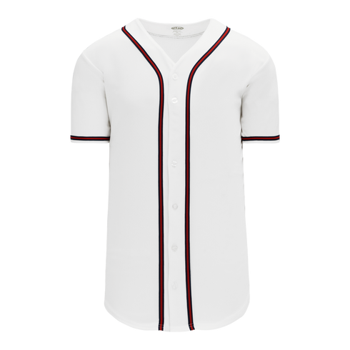 Athletic Knit Full Button Baseball Jersey with Braided Trim (BA5500)